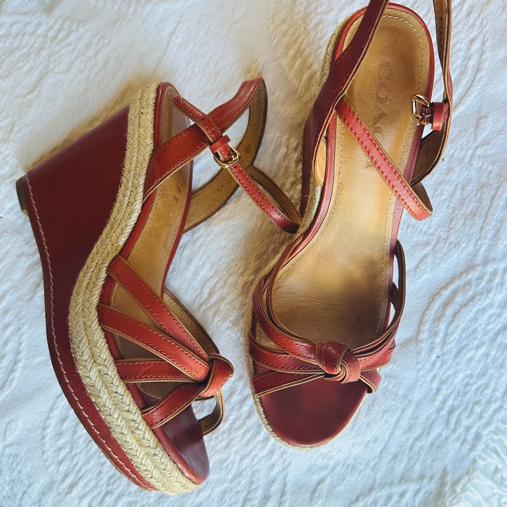 Coach Dalton Espadrille Wedges Terracotta